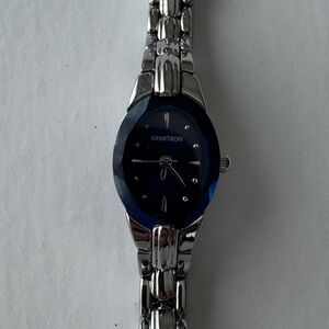 Armitron Women's Silver Watch with Deep Blue Dial